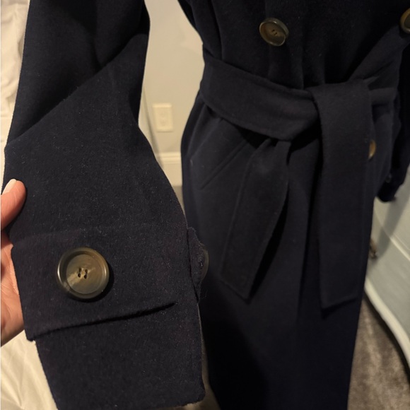 Navy Wool and Cashmere Maxi Coat - Picture 5 of 11